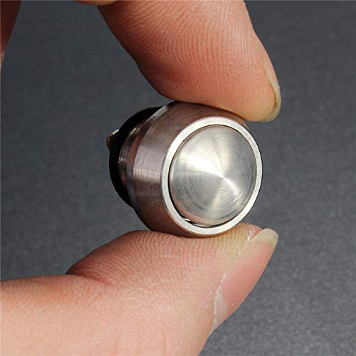 Miniatura 4 de Quentacy Paquete de 2 interruptores de botón momentáneos impermeables 1NO SPST DCAC 36V 2A carcasa de metal de acero inoxidable de 0.472 in 12