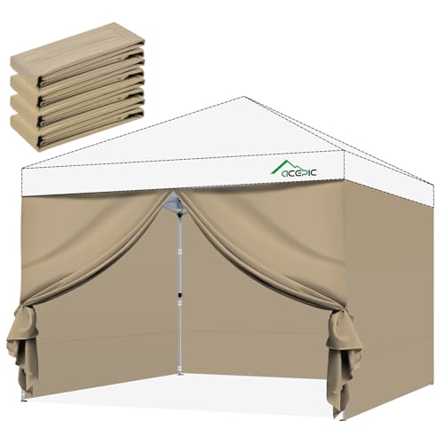 Lot de 4 parois latérales pour tonnelle, imperméable, 3 x 3 m, parois latérales pour tonnelle, 99% de Protection UV, Seulement 4 (Kaki, 3m*3m)
