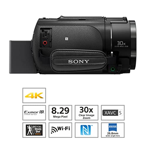 Image of Sony AX43A 4K Handycam 8.29 MP 4K Ultra HD Recording with 26.8 mm Wide-Angle ZEISS Vario-Sonnar T* Lens, 20x Optical Zoom (‎FDR-AX43A) - Black