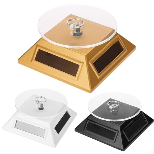 Soporte de joyería sostenible alimentado por energía solar con mecanismo de rotación suave de 360 grados (dorado)