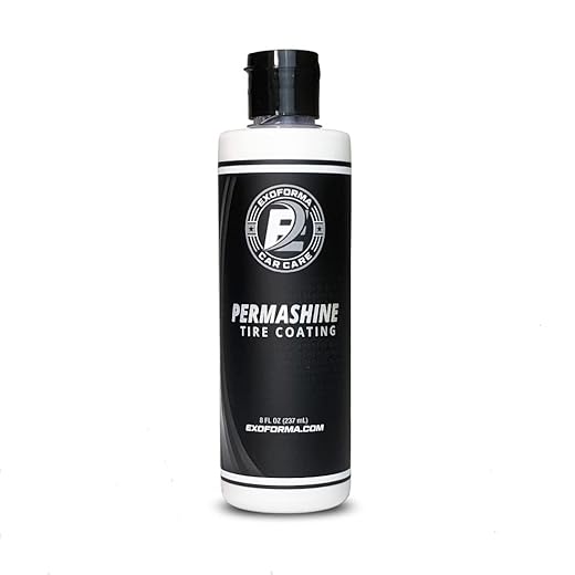 ExoForma PermaShine Tire Coating & Dressing - Extreme High Shine & Durability - Long-Lasting Acrylic Anti-Stick No-Sling Protection - Won’t Wash Off - Dries Fast to The Touch - 8 fl oz