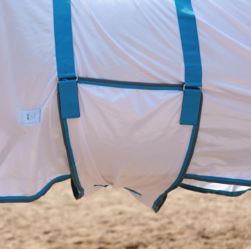 Image of LEAFOREST Horse Mesh Combo Fly Sheet with Adjustable Belly Guard and Detachable Neck Cover Lightweight and Breathable Protect Equines White 75 inch