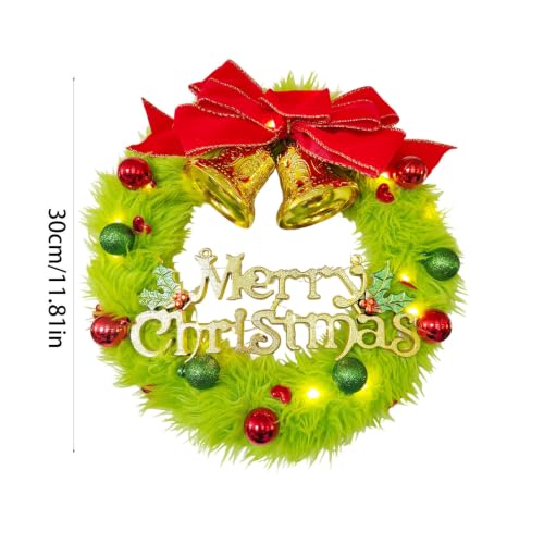 Green Christmas Wreath with Led Lights Farmhouse Fall Wreath for Front Door - image 2