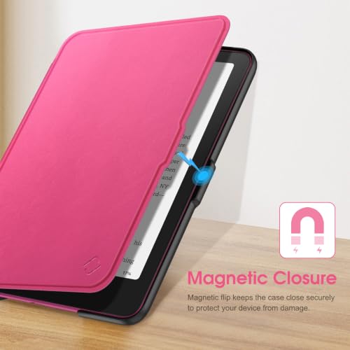 Image of Fintie Case for 7 inch All-New Kindle Paperwhite (12th Generation, 2024) and Kindle Colorsoft Signature Edition - Slim Lightweight Shell PU Leather Protective Cover with Auto Sleep /Wake, Magenta