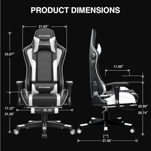 Sedia da Gaming con Poggiapiedi e Altoparlante Bluetooth Poltrona Ufficio Scrivania Ergonomica Sedie Musicale bianco - Sedia gaming - Immagine 1