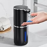 Fantictas Automatischer Seifenspender, elektrischer Flüssigseifenspender, USB wiederaufladbar, 4 Stufen verstellbar, 380 ml Wandhalterung, geeignet für Badezimmer/Küche/Geschirrspülmittel, Schwarz