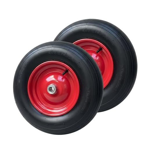 2X Luftrad 4.80/4.00-8 Ø 400 mm für Schubkarre – Butyl-Schlauch, Stahlfelge, Kugellager, 250 kg Tragkraft – Luftreifen Komplettrad Ersatzrad