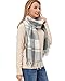 Fuinloth Women's Large Plaid Scarf Fashion Long Shawl Wrap for Winter Warm Lightweight Charcoal Pink