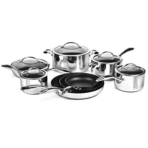 Comparison: Best Scanpan Set Non Stick 2 Scanpan HaptIQ 13 Piece Stainless Steel Nonstick Cookware Set - Made in Denmark - Dishwasher Safe