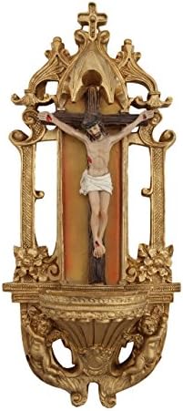 Religious Church Supplies Wall Plaque Cross Solid Brass Crucifix Beautiful Jesus, Gold