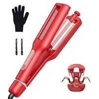 22/25/32/38mm Einstellbar Welleneisen für Haare - 4 In 1 Beach Waves Lockenstab, 3 Fässer Lockeneisen mit Anzeige, Verbrennungsschutz, Schnelle Heizung, 4 Temperaturen(140-210°C), Rosa