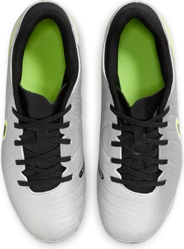 Nike Jr. Tiempo Legend 10 Academy Little/Big Kids' Multi-Ground Low-Top Soccer Cleats (DV4348-001, Metallic Silver/Volt/Black)4
