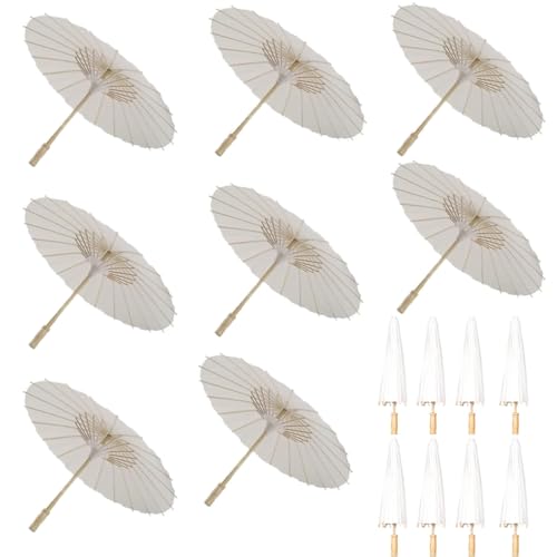 Gokelomg 8 Stück Papier-Sonnenschirme für Hochzeiten, Party-Geschenke, 60 cm, Bambus-Schirme für...