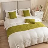 Fudaiki Bed Runner Solid Quilted Fleece Breathable Modern Bedding Scarf Protection for Bedroom Hotel