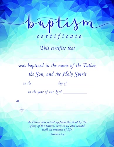 Certificat de baptême évangélique Romains 6:4 papier église temple lot de 6 pièces
