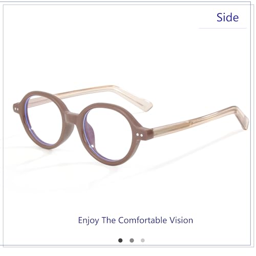 Image of Vintage Round Glasses for Men Women Retro Oval Blue Light Glasses Fake Nerd Eyeglasses