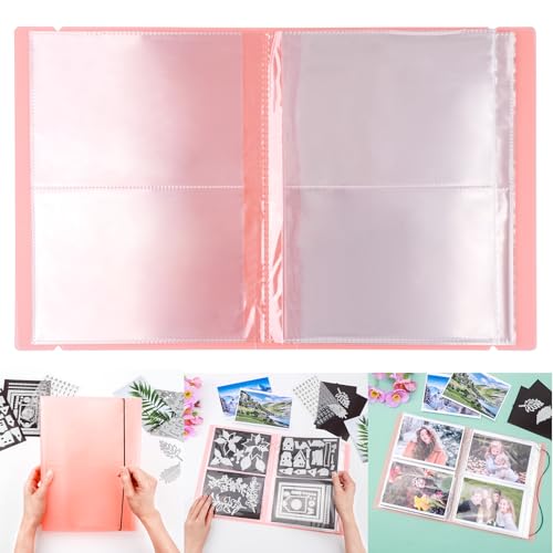 Álbum de almacenamiento para pegamentos y fotos Briartw grande con 80 bolsillos, material PP, bolsillos internos transparentes para postales, sellos, troqueles de corte, pegamentos y organización de papel (naranja) miniatura 1