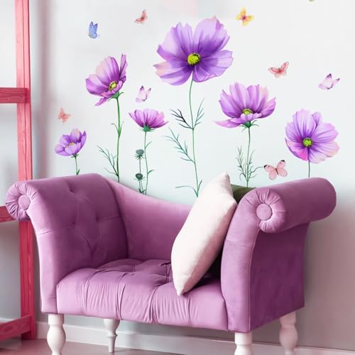 Vinilos Decorativos Flores Acuarela Peonía Púrpura 2 Piezas miniatura 5
