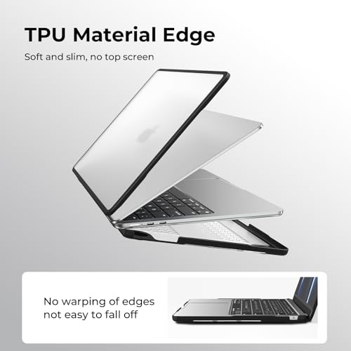 Image of BlueSwan Hard Shell Case Compatible for Apple MacBook Air 13 inch M5 2026 2025 2024 2022 M4 M3 M2,A3449 A3240 A3113 A2681,13.6 inch Matte TPU Frame Anti-Fingerprint Laptop Protective Cover-Frosted Clear