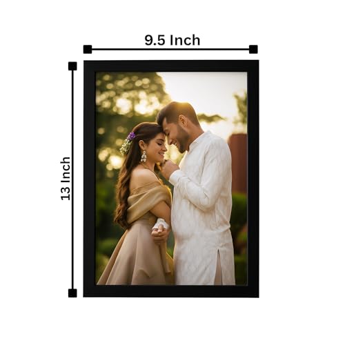 Image of AARVI Customized Wooden Photo Frame with Photo Upload | Personalised HD Glossy Print | Black Engineered Wood | Custom Gift for Anniversary, Birthday, Wedding & Home Decor (A4, A3)