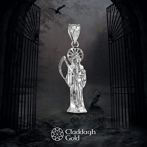 .925 Sterling Silver Nuestra Señora de la Santa Muerte Our Lady of the Holy Death Catholic Pendant Necklace - Choice of Chain Length or Charm Only4