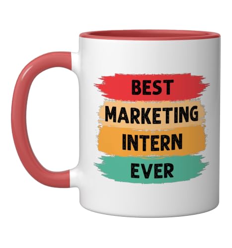 Best Marketing intern ever retro funny marketing grad intern Ceramic Mug, Red/White, 11oz
