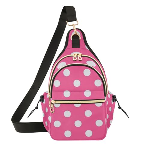 Sac à bandoulière tendance à pois rose vif avec rangement optimal pour voyage
