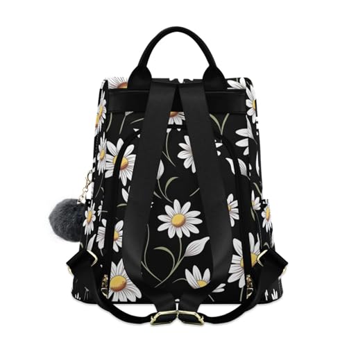 Mochila antirrobo de margaritas para mujer con pompón suave 2