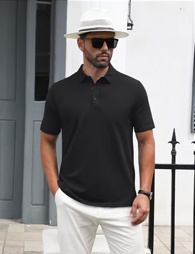MAGNIVIT Mens Polo Shirts Short Sleeve Athletic Golf Shirts Moisture Wicking 3-Button Casual Cotton Collared Shirt3