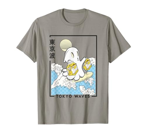 Ghost Banana Milk Surfer Japanese Waves Kawaii Aesthetic T-Shirt