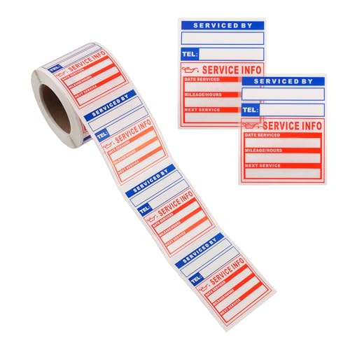 Image of 300PCS Car Oil Change Stickers for Windshield,Next Service Due Sticker,2 inchx2 inch Removable Vinyl Stickers for Most Cars Trucks SUVs (Blue Red 2)