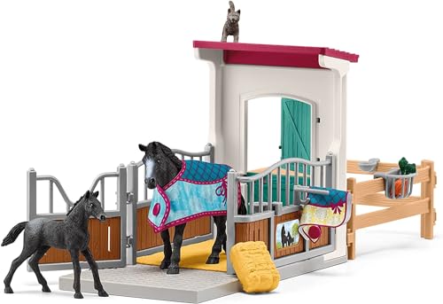 schleich HORSE CLUB | Box pour jument et poulain 42611 | box, 2 chevaux, paddock et accessoires | cadeau pour filles et garçons | jouet cheval dès 5 ans | coffret 34...