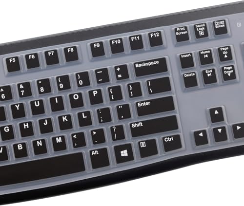 Image of OJOS Keyboard Cover Skin Protector for Logitech MK120 K120 Wired, Keyboard Protective Skin US Layout (NOT Fit Other Model Keyboards)-Black