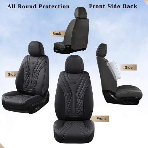Image of Coverado Car Seat Covers, Car Seat Covers Front Seats, 2-Pack Front Seat Cover, Nappa Leather Waterproof Seat Covers, Car Seat Protectors, Automotive Seat Covers Universal Fit for Most Vehicles