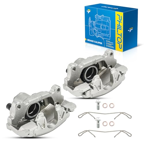 Image of PHILTOP Front Brake Caliper w /o Pads Compatible with 2005-2018 Jetta, 2012-2019 Beetle, 2010-2014 Golf, 2006-2009 Rabbit, 2010-2013 A3, OE# 19-B2974, 19-B2975, Replacement Disc Brake Caliper Assembly