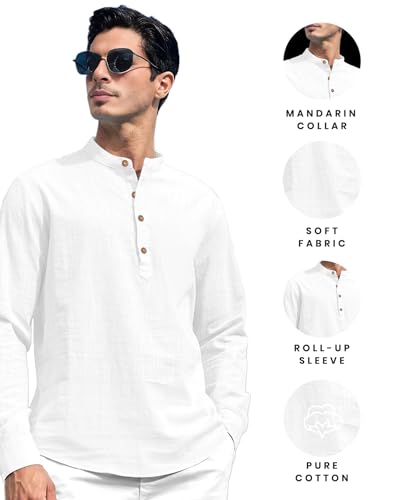 Image of Vida Loca Men Solid Cotton Blend Straight Kurta Shirt