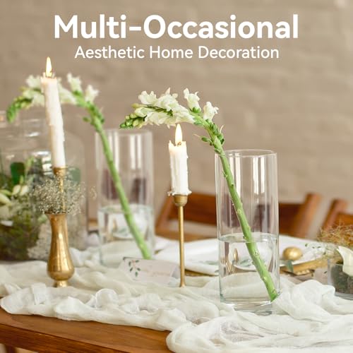 12 Pack Glass Cylinder Vases for Centerpieces 8" Tall Clear Hurricane Flower Vase Bulk for Weddings, Floating Candles, Table Decor, Events, Home Decoration - Image 7