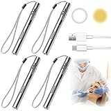 Leikurvo 4 Stück Diagnostikleuchte, USB Mini Taschenlampe Pupillenleuchte LED Kleine Taschenlampe Wiederaufladbare Stift Licht Penlight mit USB Kabel Edelstahl Handliche Stift Taschenlampe Stiftlampe