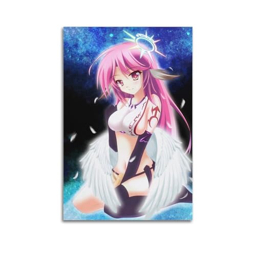 ECGDFWAZ Póster decorativo de No Game No Life Zero Jibril, lienzo decorativo para pared, sala de estar, dormitorio, 12 x 18 pulgadas, estilo sin marco