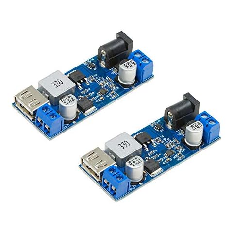 UCTRONICS DC 9V 12V 24V to DC 5V 5A Buck Converter Module, 9-36V Step Down to USB 5V Transformer Dual Output Voltage Regulator Board [2 Pack] Cover