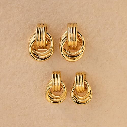 Collner Mini Double Hoop Stud Earrings for Women Dangle Drop Earrings Hypoallergenic and Lightweight Fashion Trendy Jewelry Gifts4