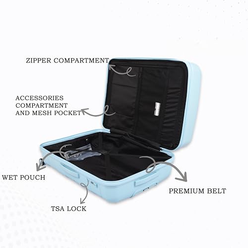 Image of it luggage-Momentous -20 inches PP Hardsided Fashion Luggage Cabin Trolley with Padded Laptop Section 8 Wheel with TSA Lock & Wet Pouch Inside (Crystal Sky Blue)