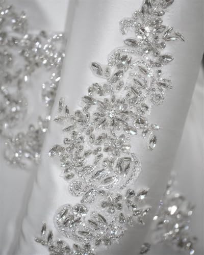 Men's Applique Suit White Satin 2 Piece Slim Fit Luxury Diamond Floral Tuxedo Prom Suits for Wedding Party Prom3