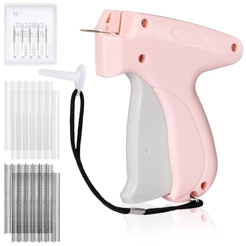 Image of AISOSO Handheld Tagging Gun for Clothes, with 3000 Fasteners, Pink | Includes 0.5mm Needle Quick Clothing Fixer, 1500pcs Each in Black & White, for Securing Cuffs, Collars, Tags