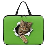 Treer Mehrfarbig Laptoptasche 10-17 Zoll, Tiermotiv Handtasche Damen Herren, Laptop Tasche mit Reißverschluss, Wasserdichte Tragetasche Laptop Rucksack, Notebook Tasche (Grün,15 Zoll)