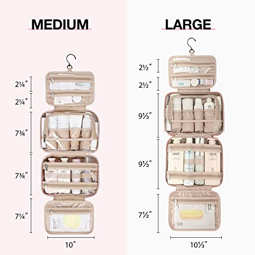 Image of BAGSMART Toiletry Bag Hanging Travel Makeup Organizer with TSA Approved Transparent Cosmetic Bag Makeup Bag for Full Sized Toiletries, Medium-Pink