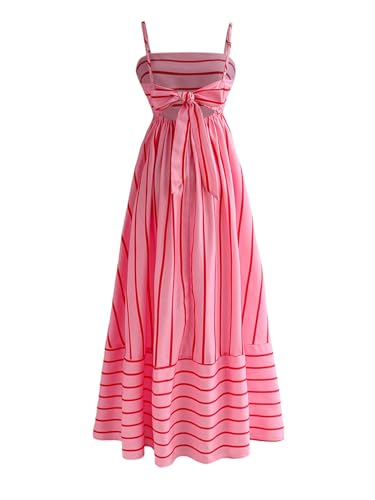Floerns Women's Striped Bowknot Back Cami Dress Sleeveless Vacati...