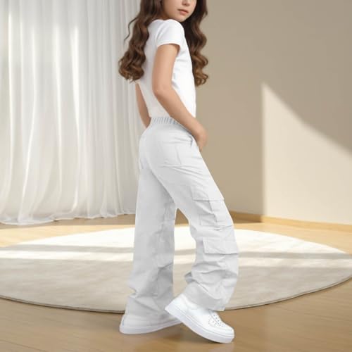 Girls Cargo Pants Elastic Waistband Straight Leg Sport Pant Casual Classic Running Hiking Fall Trousers with Pockets2