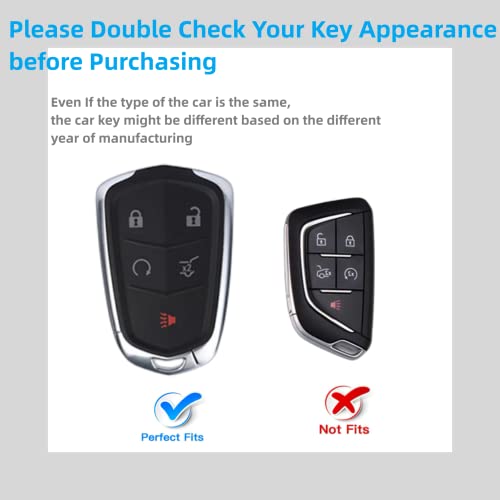 Rfsrz Key Cover Compatible For Cadillac,Key Fob Case For Cts Srx Xt5 Ats Sts Ct6 5-Buttons,Tpu Key Case With Key Chain Bracelet Silicone Bead Portable Car Keys Ring Holder Bangle Chains Tassel White #TOP1