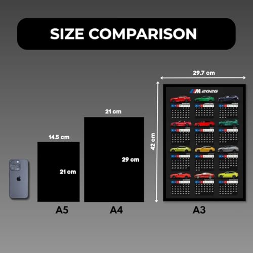 Image of Funk You Store BMW M Calender 2026 Poster | A3 Sized (42 x 29 cm) BMW Calendar 2026 Poster for Wall | M5, M4, M3 and more | Car Posters for Wall | New Year Calender for Car Guy